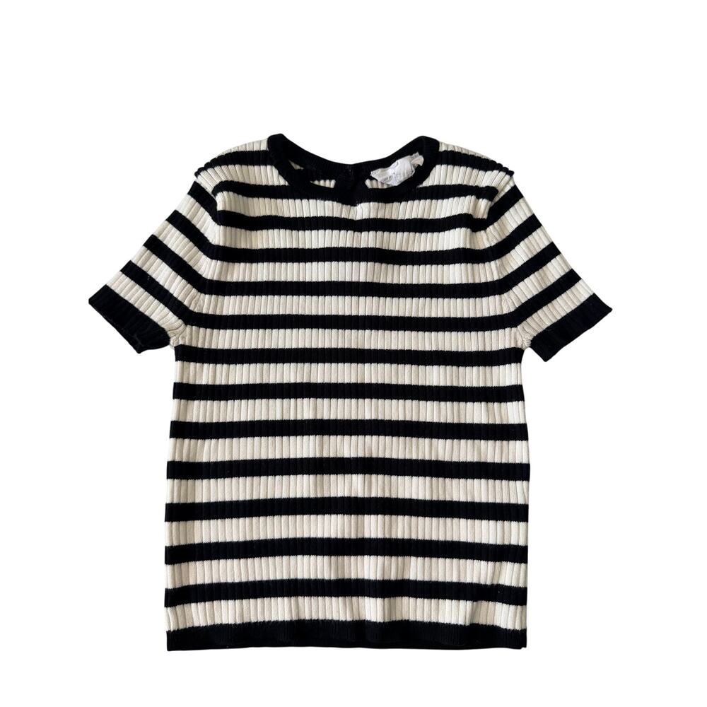 Olive & Oak Women's XS Striped Cropped Short Sleeve Sweater